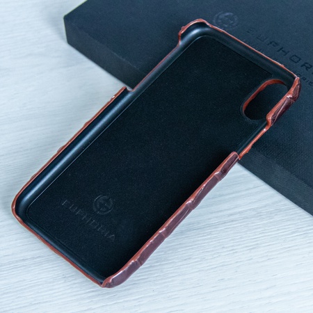 The iPhone X case is crafted from crocodile leather