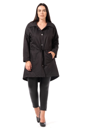 Büyük Beden Beli Büzgülü Parka