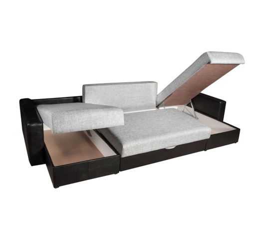 Диван Гамбург П-образный рогожка серая