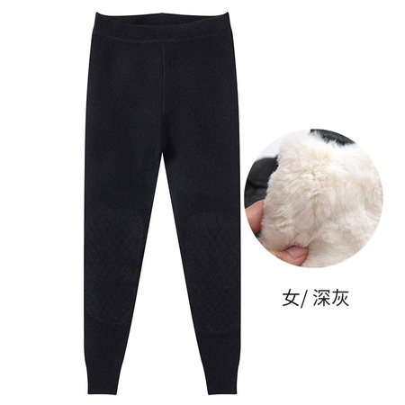 Осенние и зимние новые мужские и женские шерстяные брюки с флисом и толстой белой шерстяной наколенником на талии, поддерживающие кашемировую подошву с высокой талией, теплые шерстяные брюки