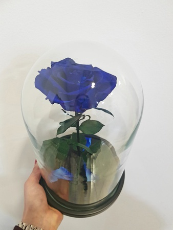 Роза в колбе 28см премиум синий