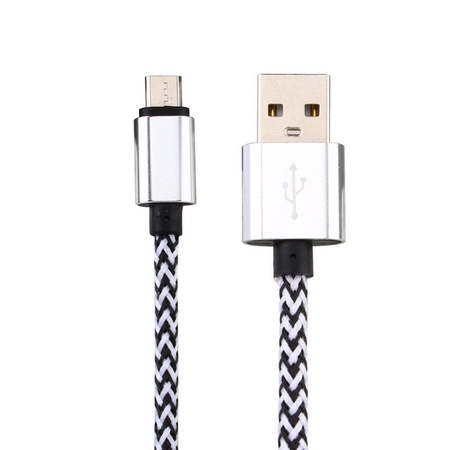Кабель USB-microUSB плетеный, с алюминиевым штекером