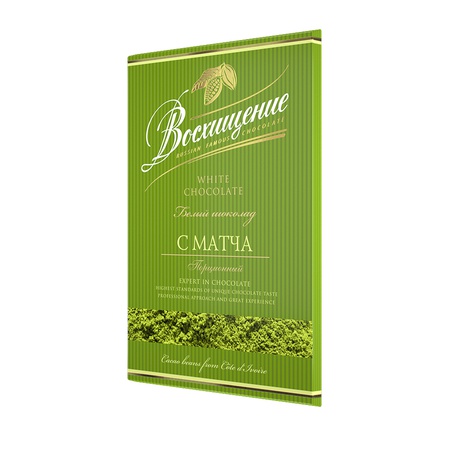 Portion white chocolate "Admiration" with green matcha tea, 100 g