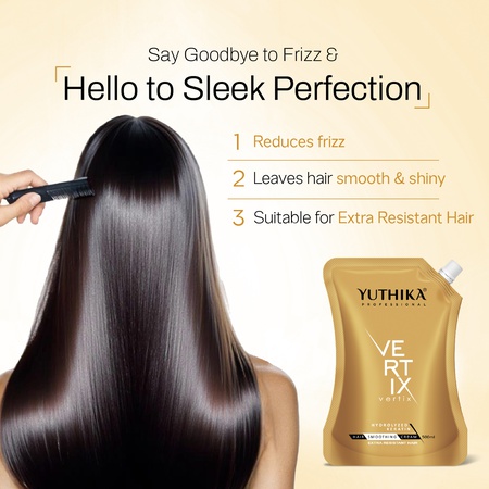 Yuthika Professional Vertix Hair Smoothening & Straightening Cream | Hydrolyzed Keratin | For Extra Resistant Hair 500ml – Keratin Treatment Cream, Deeply Softens, Long Lasting Straightening Results