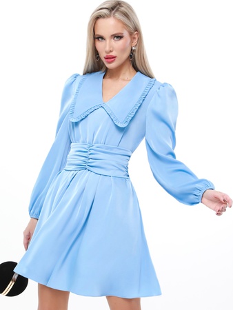 Yakalı ipek bayramlık elbise