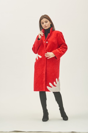 Пальто женское Silverfox модель 806 красный/белый