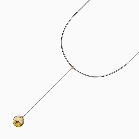 Kehribar rengi &quot;Ay&quot; katkılı gümüş kolye