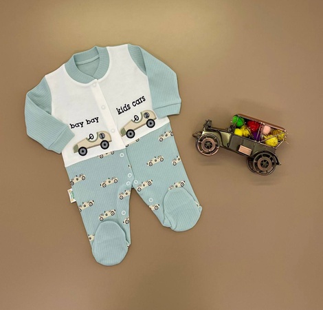 3-6/6-9/9-12 month Düğmeli ve Desenli Aylık Tulum