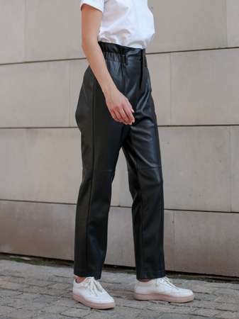 Брюки на высокой талии кожзам '20