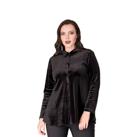 Büyük Beden Kadife  Abiye Gömlek