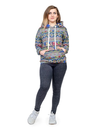 Кофта (мультиколор) Мозаика с капюшоном М-0144М