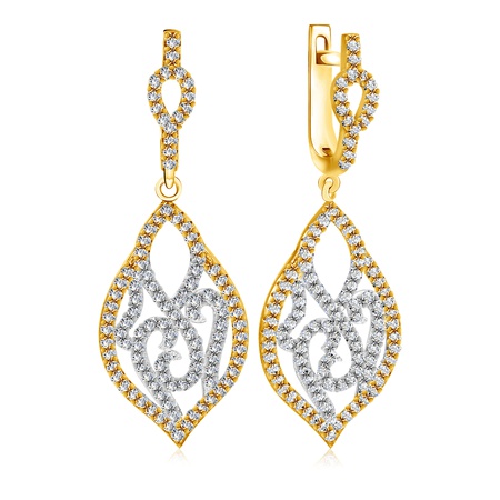 СЕРЬГИ ИЗ СЕРЕБРА С ФИАНИТАМИ И ЗОЛОЧЕНИЕМ