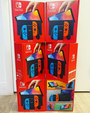 Nintendo Switch OLED 64 ГБ Внутренняя память 7-дюймовый экран с белым и неоново-синим / красным Joy-Con - оригинал