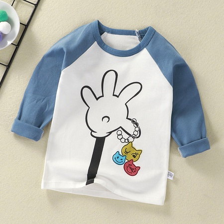 Children's bottoming shirt pure cotton t shirt spring and autumn new baby cartoon top boys and girls single baby long sleeves