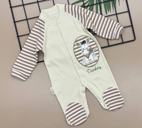 3-6/6-9/9-12 month Düğmeli ve Desenli Aylık Tulum