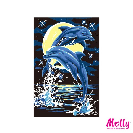 Раскраска по номерам Лунные дельфины