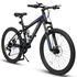 24 inch Mountain Bike 21 Speed Dual Disc Brakes Full Suspension Non-slip-Black