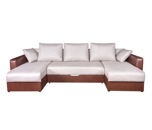 Диван Гамбург П-образный рогожка бежевая