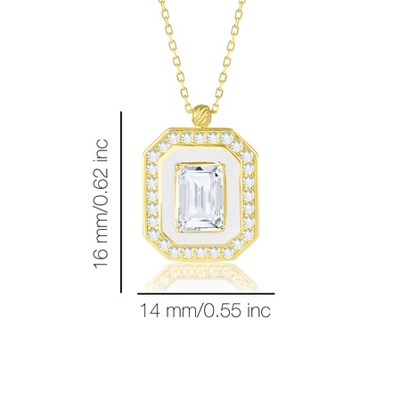 Even & Pétra 14 Ayar Altın Taşlı Beyaz Renk Baget Kolye