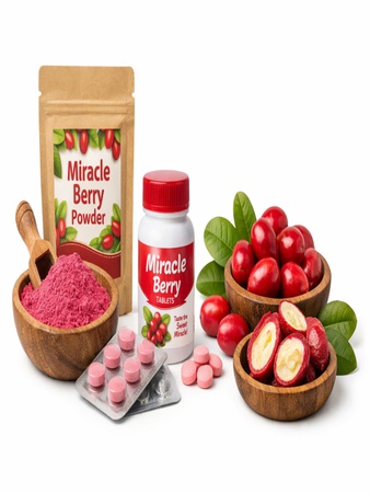 MIRACLE BERRY PRODUCTS (POWDER, TABLETS, FREEZE-DRIED WHOLE AND HALVED BERRIES) - BULK PURCHASE PREFERRED.