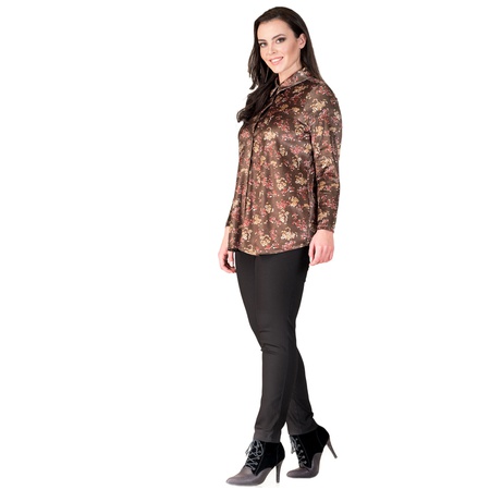 Büyük Beden Desenli Kadife Gömlek