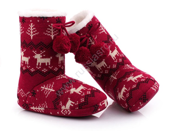 Угги с плюшевыми помпонами L-122