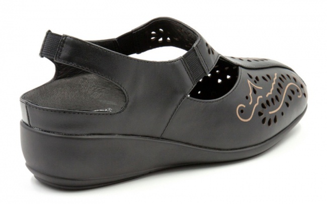 Летние туфли увеличенной полноты с лазерным рисунком арт.8153 КП/р черный