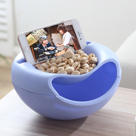 Telefon ve tohumlar, kuruyemişler, çeşitli atıştırmalıklar için kase standı