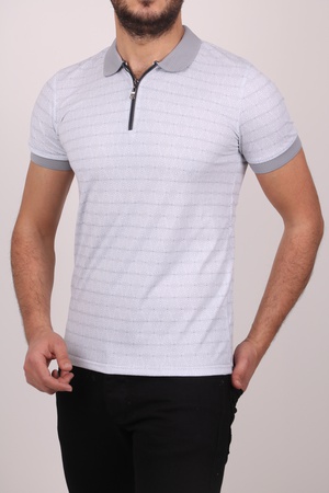 Dijital-Oxford Kumaş Polo Yaka T-Shirt