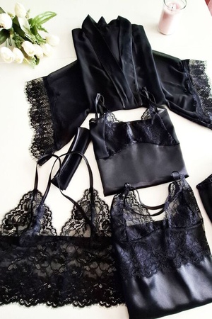 Luxury Bridal Set – Satin & Chiffon (5 Pieces) – Model 1530