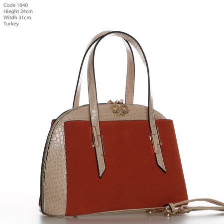 Bayan leopar desenli siyah rengi el ve omuz çantası