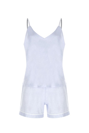 LİNEN - ASKILI ÜST - ŞORT PİJAMA TAKIM - AÇIK MAVİ