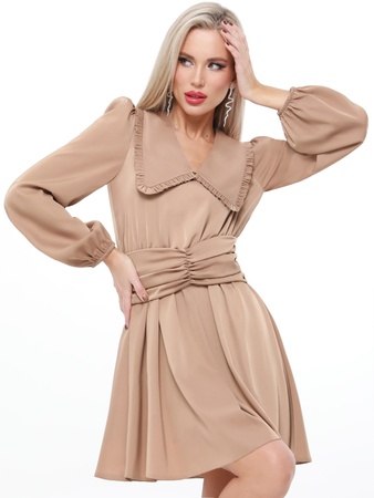 Yakalı ipek bayramlık elbise