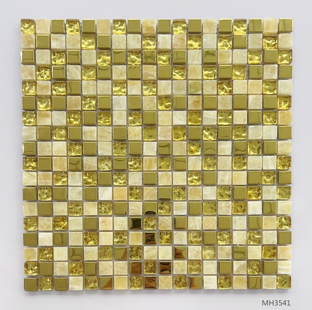 Glass Gold Leaf Mix Modern Design Mosaic for Wall Decorate Fireplace Surround Mosaic