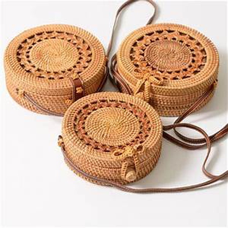 Round Synthetic Rattan Bag