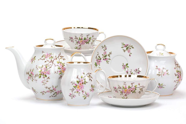 Сервиз чайный 15 предм. Белый лебедь Цветение