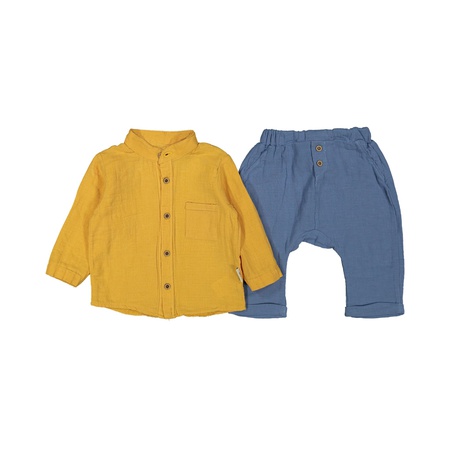 Детский муслиновый костюм с воротником от 3 до 12 месяцев