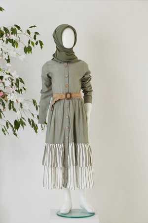 Платье с длинным рукавом из вискозы