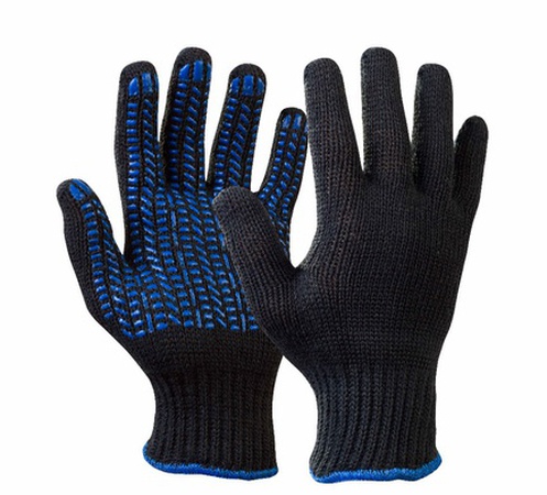 ПЕРЧАТКИ 5-НИТКА | ЧЕРНЫЕ ЛЮКС | ПВХ ПРОТЕКТОР