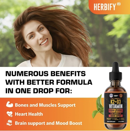 Витамин D3 K2 в каплях – жидкие витамины для женщин, мужчин и подростков – добавки для укрепления костей – витамины D3 K2 для поддержки иммунитета и здоровья сердца – витамин D3 10000 МЕ в каплях K2 – 2 унции