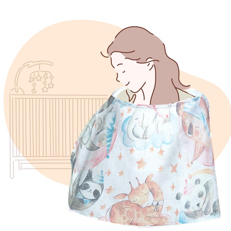 100% ORGANIC COTTON MUSLIN BREASTFEEDING COVER GOTS CERTIFIED