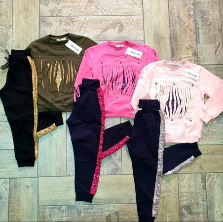 3-14 yaş kesik çizgili pullu kız takım