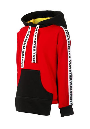 Hoodie red-black with tape Yumster YC.02.07.002