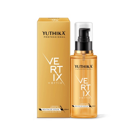 Yuthika Professional Vertix Revitalize Hair Serum 100ml with Linseed & Argan Oil for Dry, Frizzy, Curly & Wavy Hair for Women & Men