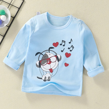 Детская рубашка с принтом Cool Bear, футболка из чистого хлопка, новый весенне-осенний топ для малышей с героями мультфильмов для мальчиков и девочек, однотонный детский топ с длинными рукавами