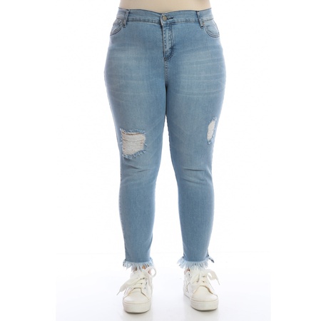 Büyük Beden Paça Püsküllü Kot Pantolon