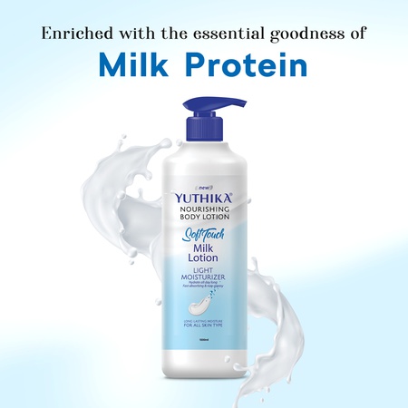 Yuthika Soft Touch Milk Body Lotion for Women & Men 1000ml, Hydrating, Fast Absorbing, Non-Greasy Lotion for Soft, Smooth Skin, All Skin Types