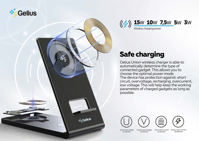 Беспроводное зарядное устройство 3 в 1 UNION GELIUS