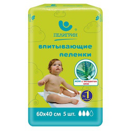 Пелёнки впитывающие с экстрактом алое, 60х40 см