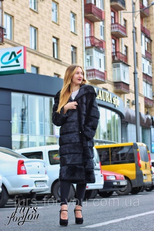 Поперечная шуба из стриженной нутрии